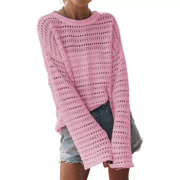 Sidefeel Womens Summer Outfit 2024 Lightweight Sweater Crochet Hollow Out Knit Spring Clothes