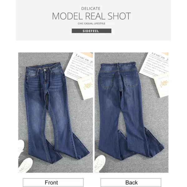 Sidefeel Women's High Waisted Bell Bottom Bootcut Jeans Flared Wide Leg Denim Pants