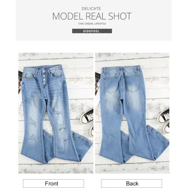 Sidefeel Women's High Waisted Bell Bottom Bootcut Jeans Flared Wide Leg Denim Pants