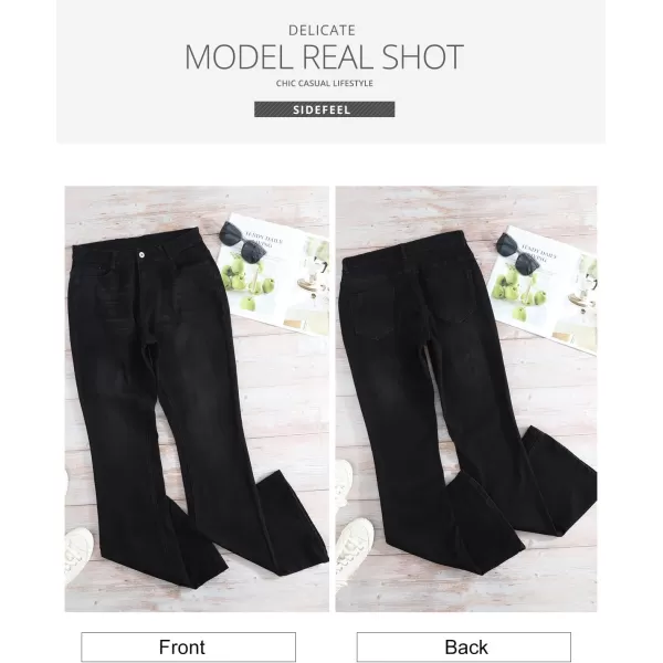 Sidefeel Women's High Waisted Bell Bottom Bootcut Jeans Flared Wide Leg Denim Pants