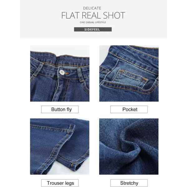 Sidefeel Women's High Waisted Bell Bottom Bootcut Jeans Flared Wide Leg Denim Pants