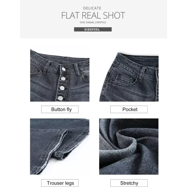 Sidefeel Women's High Waisted Bell Bottom Bootcut Jeans Flared Wide Leg Denim Pants