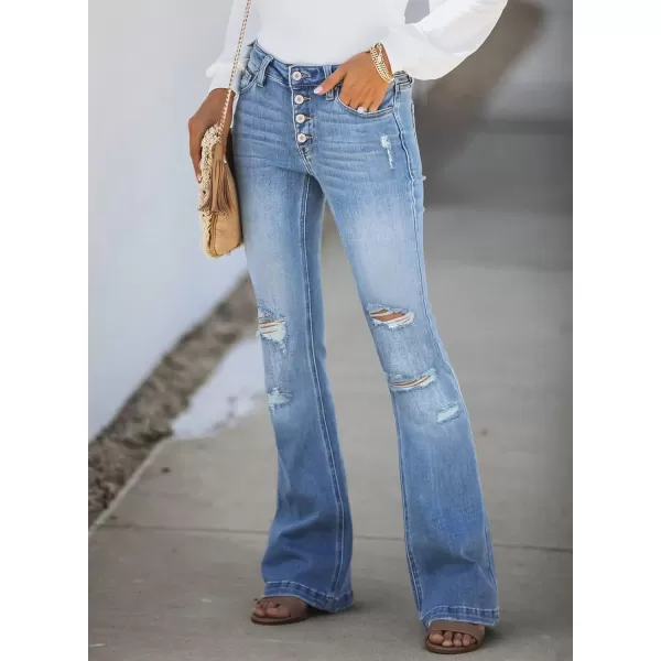 Sidefeel Women's High Waisted Bell Bottom Bootcut Jeans Flared Wide Leg Denim Pants
