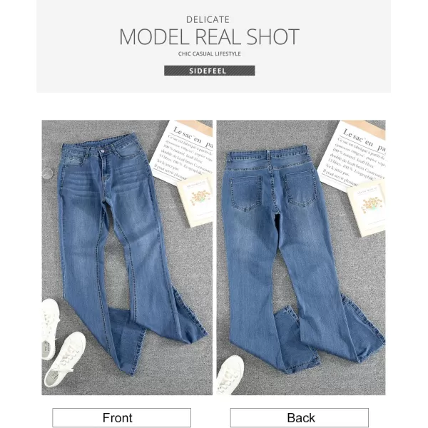 Sidefeel Women's High Waisted Bell Bottom Bootcut Jeans Flared Wide Leg Denim Pants