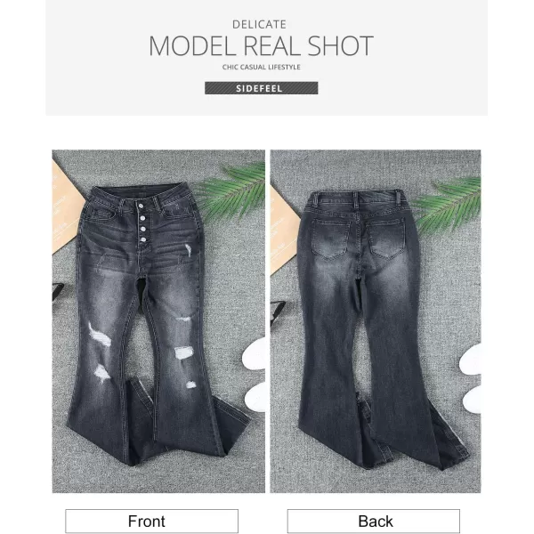 Sidefeel Women's High Waisted Bell Bottom Bootcut Jeans Flared Wide Leg Denim Pants