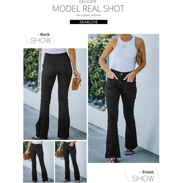 Sidefeel Women's High Waisted Jeans Flared Bell Bottoms Elastic Waist Denim Pants