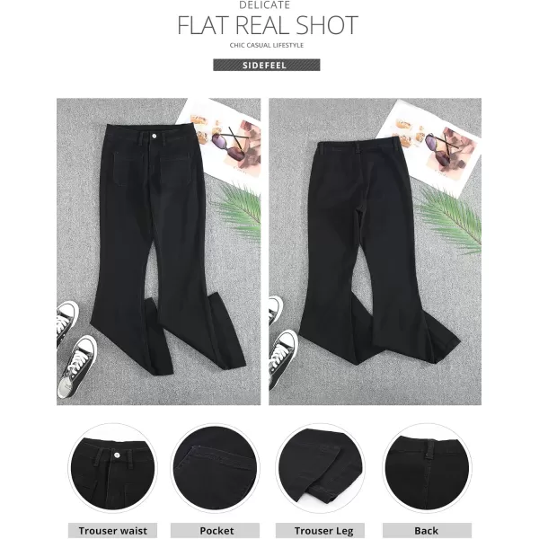 Sidefeel Women's High Waisted Jeans Flared Bell Bottoms Elastic Waist Denim Pants