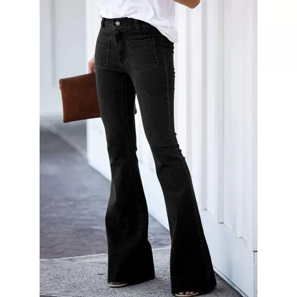 Sidefeel Women's High Waisted Jeans Flared Bell Bottoms Elastic Waist Denim Pants