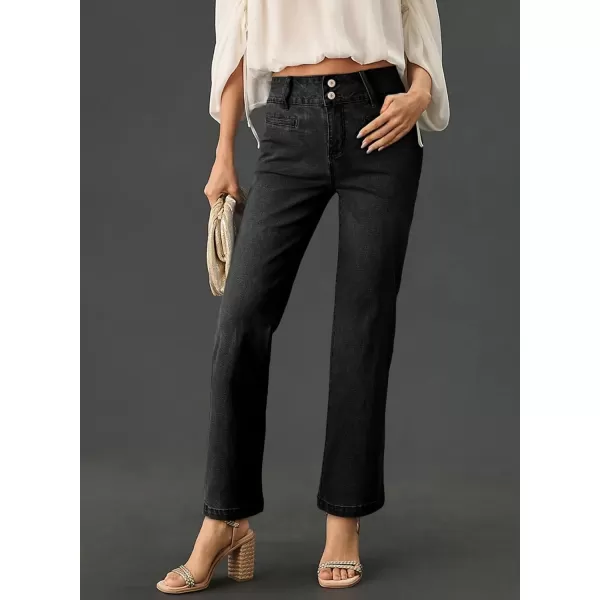 Sidefeel Women's Jeans High Waisted Straight Leg Stretchy Jeans Trendy Welt Pockets Loose Wide Leg Ankle Denim Pants