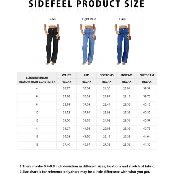 Sidefeel Women's Jeans High Waisted Straight Leg Stretchy Jeans Trendy Welt Pockets Loose Wide Leg Ankle Denim Pants