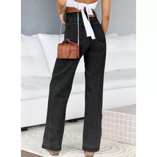 Sidefeel Women's Jeans High Waisted Straight Leg Stretchy Jeans Trendy Welt Pockets Loose Wide Leg Ankle Denim Pants