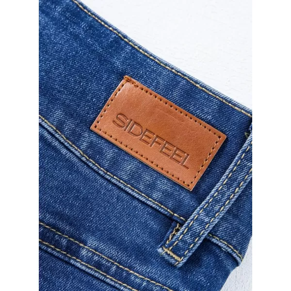 Sidefeel Women's Jeans High Waisted Straight Leg Stretchy Jeans Trendy Welt Pockets Loose Wide Leg Ankle Denim Pants