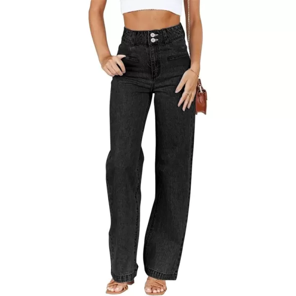 Sidefeel Women's Jeans High Waisted Straight Leg Stretchy Jeans Trendy Welt Pockets Loose Wide Leg Ankle Denim Pants