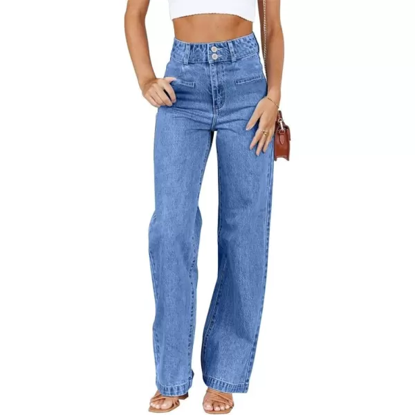 Sidefeel Women's Jeans High Waisted Straight Leg Stretchy Jeans Trendy Welt Pockets Loose Wide Leg Ankle Denim Pants