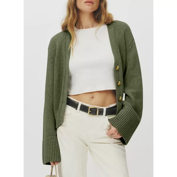 Sidefeel Women's Open Front Long Sleeve Button Oversized Chunky Knit Cardigan Sweater