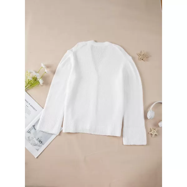 Sidefeel Women's Open Front Long Sleeve Button Oversized Chunky Knit Cardigan Sweater
