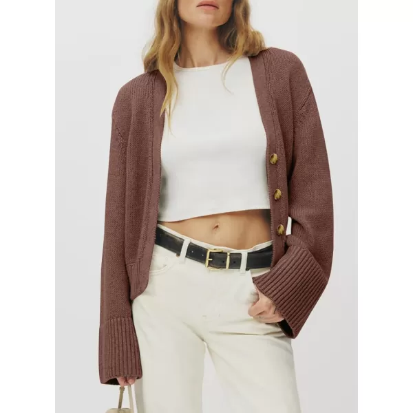 Sidefeel Women's Open Front Long Sleeve Button Oversized Chunky Knit Cardigan Sweater