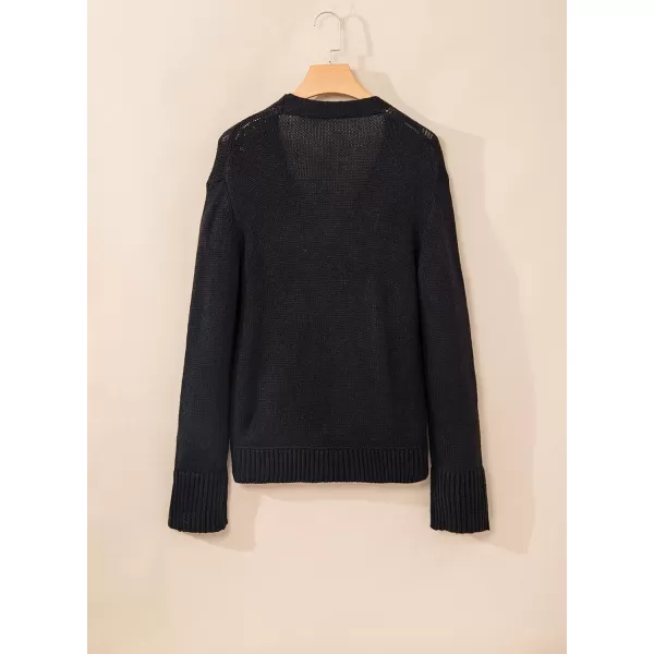 Sidefeel Women's Open Front Long Sleeve Button Oversized Chunky Knit Cardigan Sweater