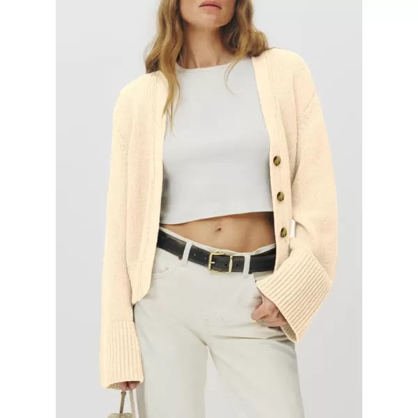 Sidefeel Women's Open Front Long Sleeve Button Oversized Chunky Knit Cardigan Sweater