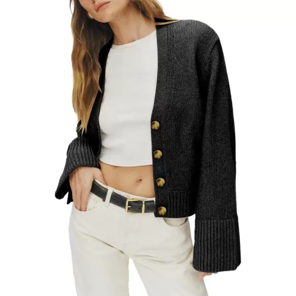 Sidefeel Women's Open Front Long Sleeve Button Oversized Chunky Knit Cardigan Sweater