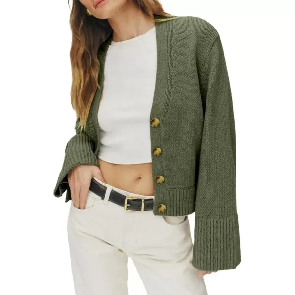 Sidefeel Women's Open Front Long Sleeve Button Oversized Chunky Knit Cardigan Sweater