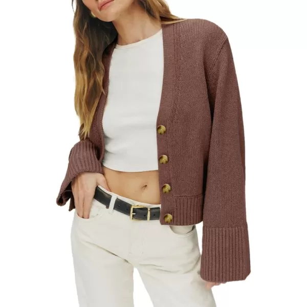 Sidefeel Women's Open Front Long Sleeve Button Oversized Chunky Knit Cardigan Sweater