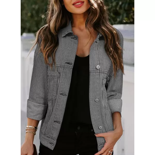 Sidefeel Women's Denim Jean Jackets Casual Long Sleeve 2024 Fall Outfits Boyfriend Coat with Pockets