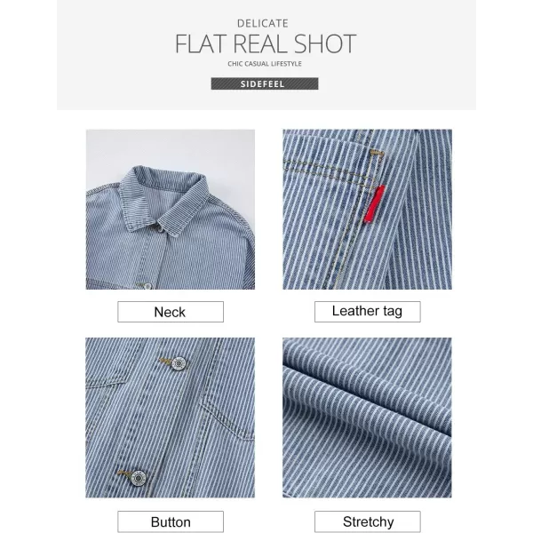 Sidefeel Women's Denim Jean Jackets Casual Long Sleeve 2024 Fall Outfits Boyfriend Coat with Pockets