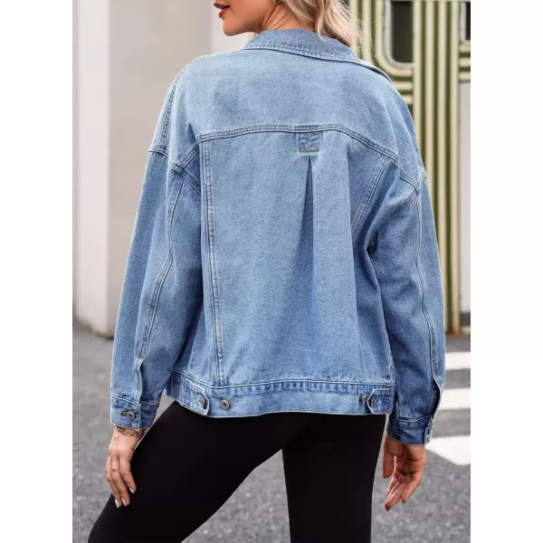 Sidefeel Women's Denim Jean Jackets Casual Long Sleeve 2024 Fall Outfits Boyfriend Coat with Pockets