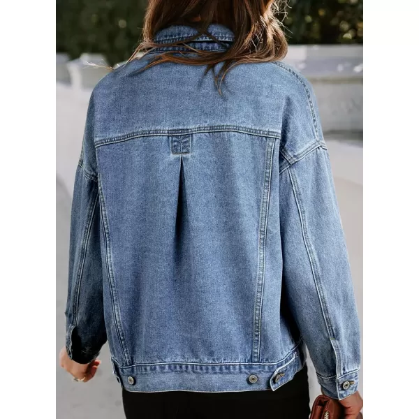 Sidefeel Women's Denim Jean Jackets Casual Long Sleeve 2024 Fall Outfits Boyfriend Coat with Pockets
