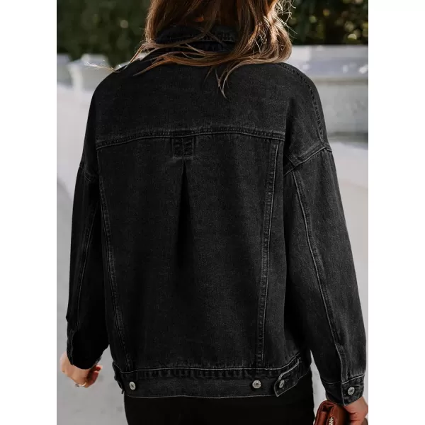 Sidefeel Women's Denim Jean Jackets Casual Long Sleeve 2024 Fall Outfits Boyfriend Coat with Pockets