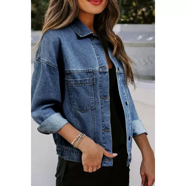 Sidefeel Women's Denim Jean Jackets Casual Long Sleeve 2024 Fall Outfits Boyfriend Coat with Pockets