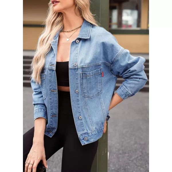 Sidefeel Women's Denim Jean Jackets Casual Long Sleeve 2024 Fall Outfits Boyfriend Coat with Pockets