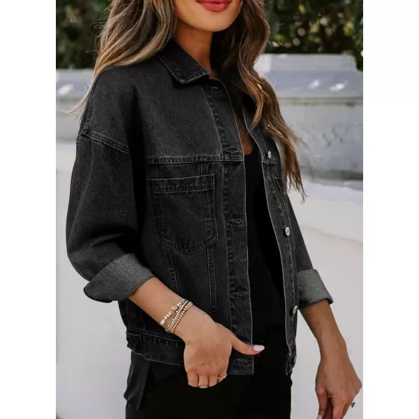 Sidefeel Women's Denim Jean Jackets Casual Long Sleeve 2024 Fall Outfits Boyfriend Coat with Pockets