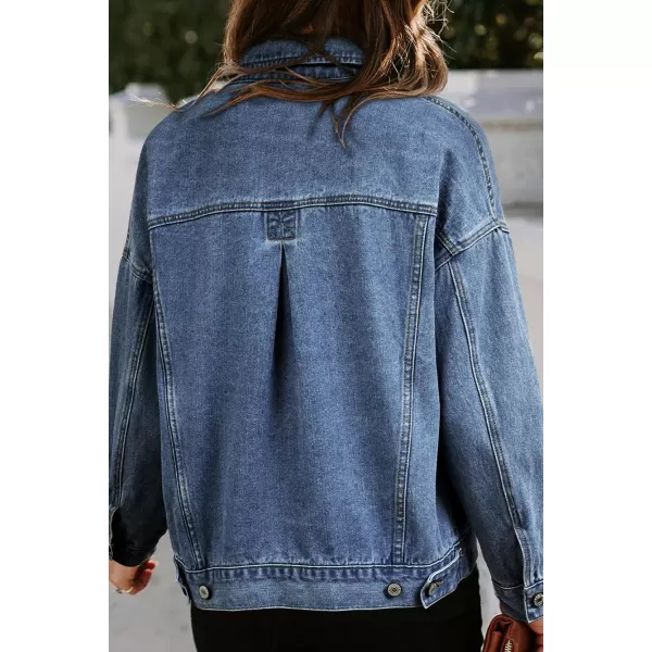 Sidefeel Women's Denim Jean Jackets Casual Long Sleeve 2024 Fall Outfits Boyfriend Coat with Pockets