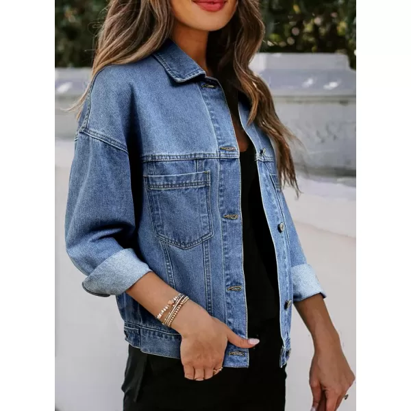 Sidefeel Women's Denim Jean Jackets Casual Long Sleeve 2024 Fall Outfits Boyfriend Coat with Pockets