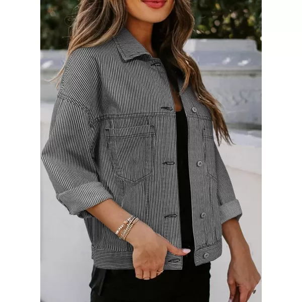 Sidefeel Women's Denim Jean Jackets Casual Long Sleeve 2024 Fall Outfits Boyfriend Coat with Pockets