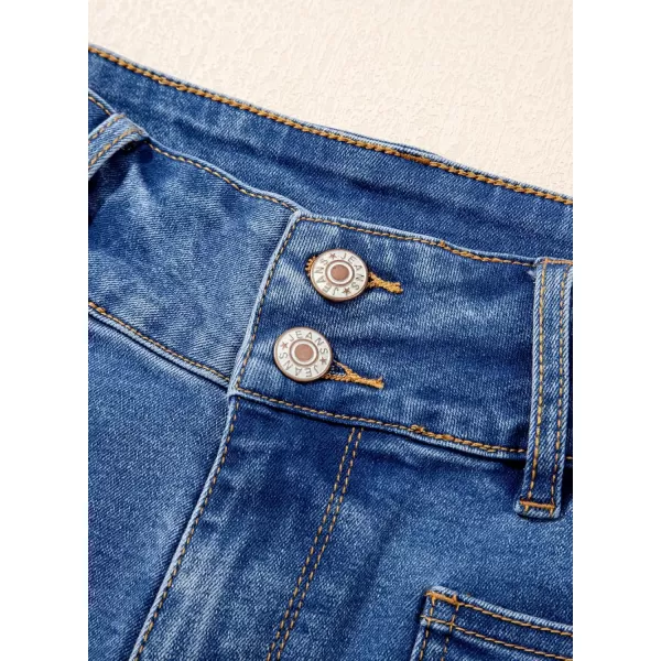 Sidefeel Women's High Waist Jeans Stretchy Flared Wide Leg Pockets Front Denim Pants Bootcut