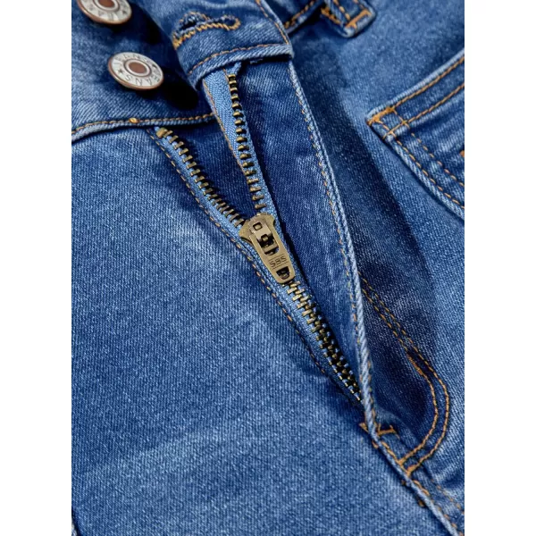 Sidefeel Women's High Waist Jeans Stretchy Flared Wide Leg Pockets Front Denim Pants Bootcut