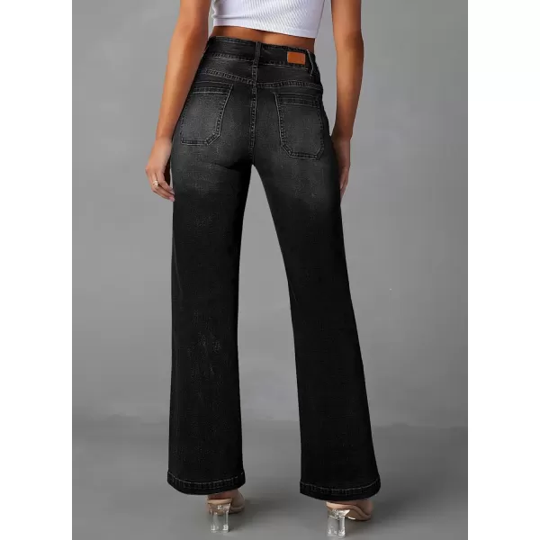 Sidefeel Women's High Waist Jeans Stretchy Flared Wide Leg Pockets Front Denim Pants Bootcut