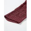 imageSidefeel Womens 2025 Spring Summer Crochet Tops Off The Shoulder Hollow Out Knit Tops 34 Sleeve Pullover Sweater Cover UpsBurgundy