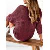 imageSidefeel Womens 2025 Spring Summer Crochet Tops Off The Shoulder Hollow Out Knit Tops 34 Sleeve Pullover Sweater Cover UpsBurgundy