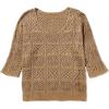 imageSidefeel Womens 2025 Spring Summer Crochet Tops Off The Shoulder Hollow Out Knit Tops 34 Sleeve Pullover Sweater Cover UpsCamel