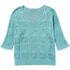 imageSidefeel Womens 2025 Spring Summer Crochet Tops Off The Shoulder Hollow Out Knit Tops 34 Sleeve Pullover Sweater Cover UpsLight Blue