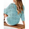 imageSidefeel Womens 2025 Spring Summer Crochet Tops Off The Shoulder Hollow Out Knit Tops 34 Sleeve Pullover Sweater Cover UpsLight Blue