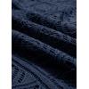 imageSidefeel Womens 2025 Spring Summer Crochet Tops Off The Shoulder Hollow Out Knit Tops 34 Sleeve Pullover Sweater Cover UpsNavy Blue
