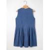 imageSidefeel Womens Denim Dress Sleeveless Casual V Neck Ruffle Zipper Jean Dresses