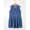 imageSidefeel Womens Denim Dress Sleeveless Casual V Neck Ruffle Zipper Jean Dresses