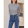 imageSidefeel Womens Long Sleeve Shirts Turtleneck Ribbed Top Ruffles Mock Neck Basic Layering TopsGray