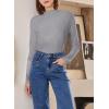 imageSidefeel Womens Long Sleeve Shirts Turtleneck Ribbed Top Ruffles Mock Neck Basic Layering TopsGray